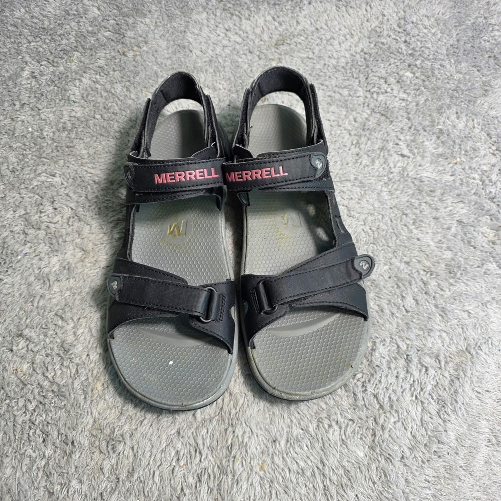 Merrell Sport Sandals Black Rose Red‎ Triple Strap Hiking Womens 8 Excellent